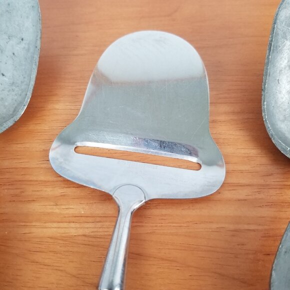 Pewter Serving Utensils "Old Norse" Pattern Salad Spoon Fork Cheese Slicer 3 PC - Picture 3 of 12